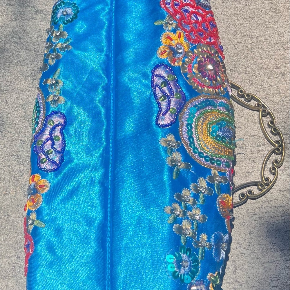 Embroidered Blue Mini Bag - Picture 4 of 7